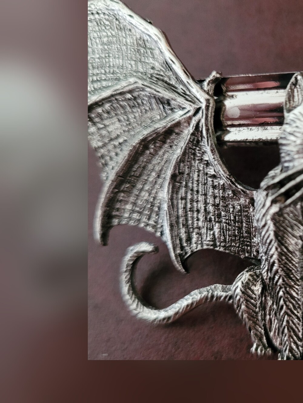 Cat Barette Hair Clip Sassy Winged Cat Demon Silver Unique Whimsigoth - Picture 2 of 5